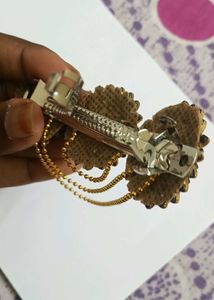 Floral Hair Clip with Chain