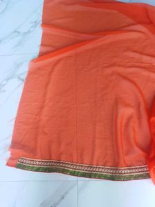 Orange Floral Saree