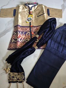Festive Kids Gold & Navy Indian Outfit