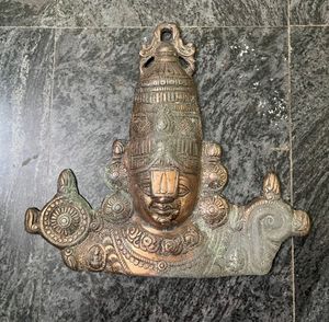 Vintage Hindu God Vishnu Brass Wall Hanging