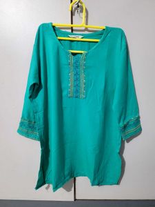 Teal Embroidered Tunic Top
