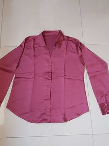 Elegant Pink Satin Shirt
