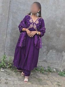 Purple Embroidered Kurta Set