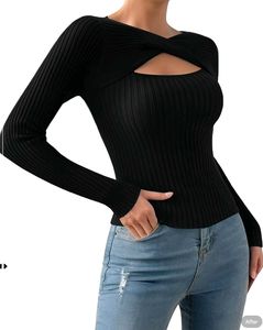 New with tag Pinterest Chic Black Cutout Knit Top