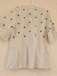 Brownverse Pure Cotton Women&#39;s Embroidered Top