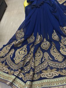 Elegant Blue &amp; Gold Saree