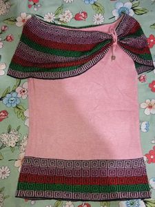Pink Top with Geometric Pattern