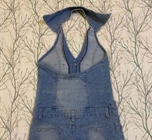 bebe Halterneck Denim Dress