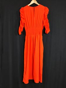 Dark Orange Round Neck Long Dress (Women)