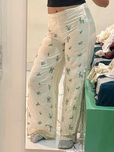 Floral Embroidered Palazzo Pants