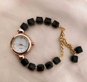 "Midnight Aura: Watch with Beads ( Black Muse)