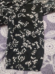 Black Printed Shirt Style Top For Women