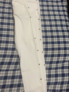 White Sassafras Jeans With Shiney Silver Grey Bead