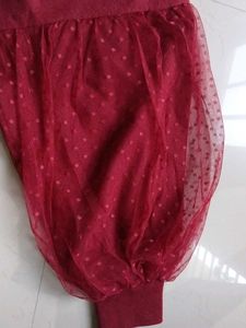 Maroon Top with Mesh Sleeves