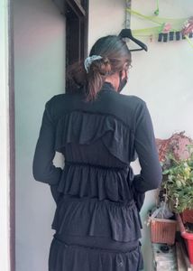 Elegant Black Ruffled Dress