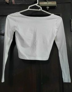 White Long Sleeve Crop Top