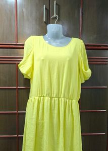 Vibrant Yellow Puff Sleeve Dress