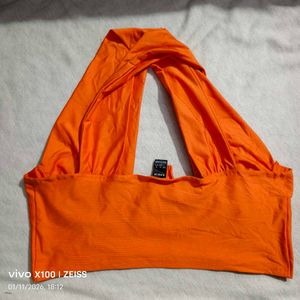 2111. Orange Halter Top