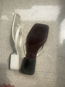 Zara White Thong Heel Sandals