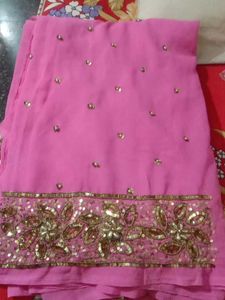 A Beautiful Saree With Stitched Blouse