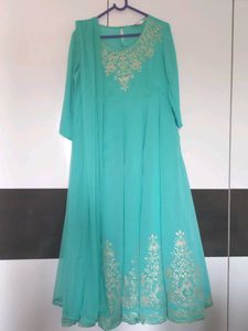 New Firozi Biba Anarkali Kurta With Dupatta