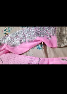 Pink Floral Embroidered Fabric