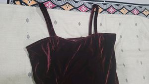 Hot Maroon Side Slit Dress