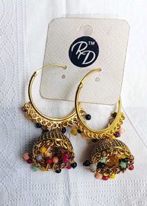 Colorful Beaded Jhumka Earrings