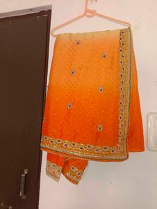 Green And Orange Saree