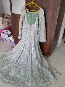 pastel green with multi sequin