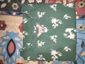 Green Floral Print Top