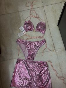 Pink Snakeskin Bikini Set