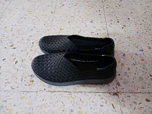Black Woven Slip-On Shoes
