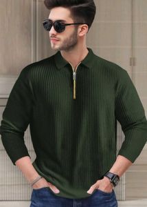 TRIPR MEN Solid  Polo Neck Cotton Blend  Black