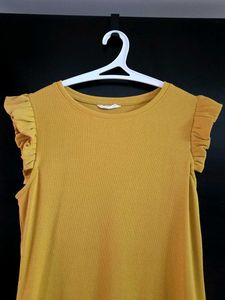 Mustard Ruffle Sleeve Dress