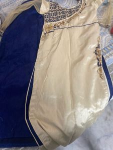 Navy Blue Flowy Lhenga