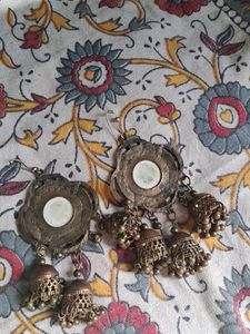 Brown Oxidised Jhumka earrings