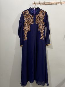Royal Blue Party Wear Embroidered Kurta Gown