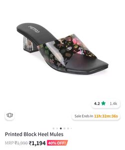 Metro Black Flower Heels Mule