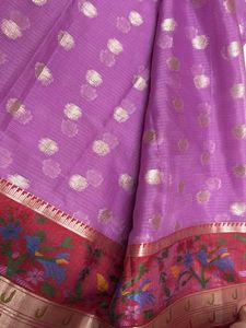 2.7 mtr banarasi zari purple fabric.