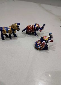 Combo of Meenakari Painted Animal Figurines