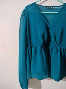 Navy Blue Peplum Top