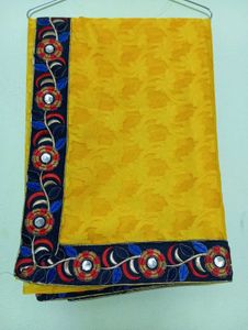 Yellow Saree With Beautiful Black Borderline