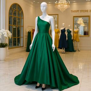 Emerald Green One-Shoulder Gown