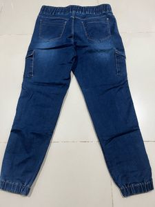 Blue Denim Cargo Joggers