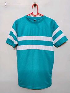 White Stripped Cyan T-Shirt 🩵 For Men 👕