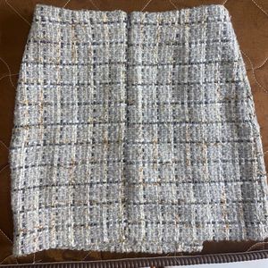 Chic Tweed Mini Skirt with Pearl Button Detail