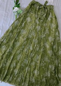 Olive Organza Silk Skirt