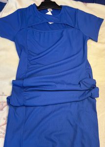 Blue Slit Bodycon dress