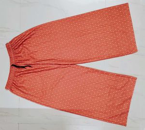 Coral Polka Dot Wide Leg Pants